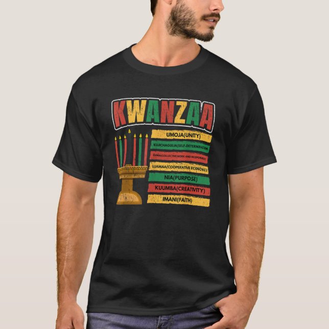 Happy Kwanzaa Kinara Candles Principles African Am T-Shirt (Vorderseite)