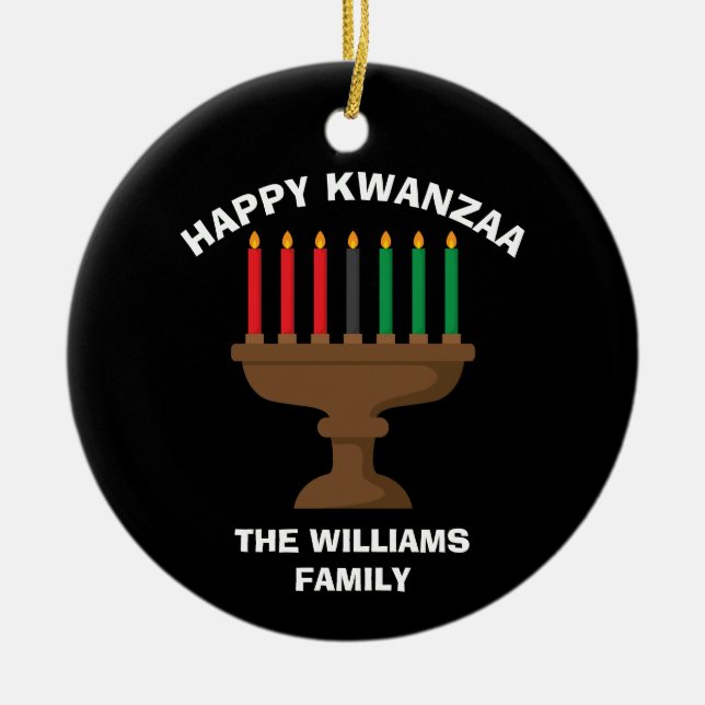 Happy Kwanzaa Kinara Custom Red Black Green Gesche Keramik Ornament (Vorne)