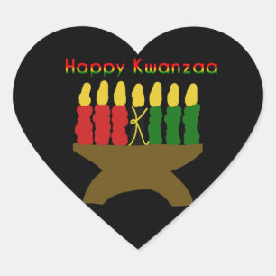Happy Kwanzaa Kinara Herz-Aufkleber