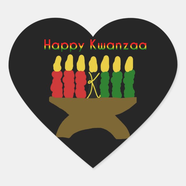 Happy Kwanzaa Kinara Herz-Aufkleber (Vorderseite)