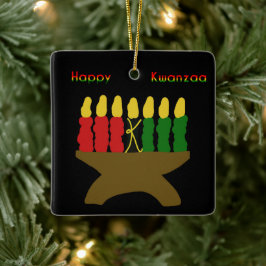 Happy Kwanzaa Kinara Keramikornament