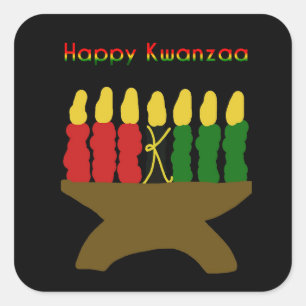 Happy Kwanzaa Kinara Quadratischer Aufkleber
