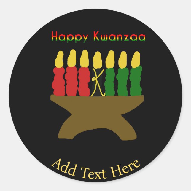 Happy Kwanzaa Kinara Runder Aufkleber (Vorderseite)