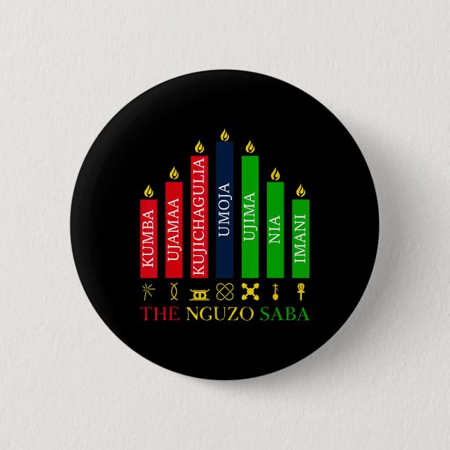 Happy Kwanzaa Kinara Seven Candles Principles of K Button (Vorderseite)