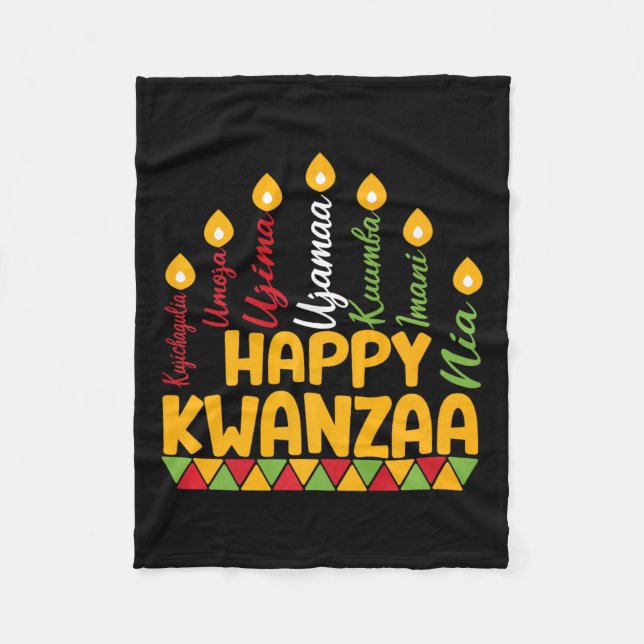 Happy Kwanzaa Kinara Seven Candles Principles of K Fleecedecke (Vorderseite)