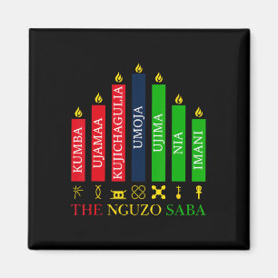 Happy Kwanzaa Kinara Seven Candles Principles of K Magnet