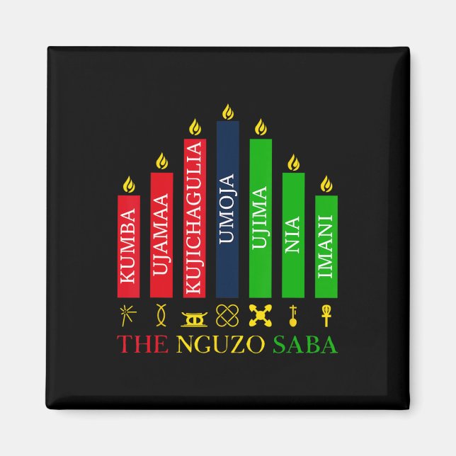 Happy Kwanzaa Kinara Seven Candles Principles of K Magnet (Vorne)