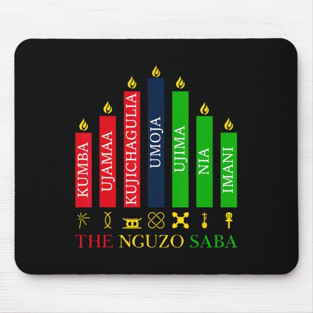 Happy Kwanzaa Kinara Seven Candles Principles of K Mousepad (Vorne)