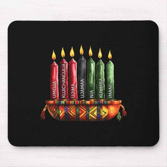 Happy Kwanzaa Kinara Seven Candles Principles of K Mousepad (Vorne)