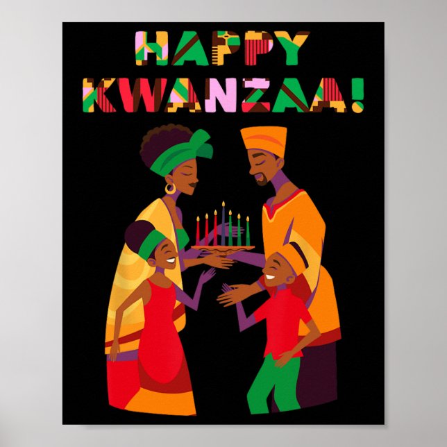 Happy Kwanzaa Kinara-seven Candles Principles of K Poster (Vorne)