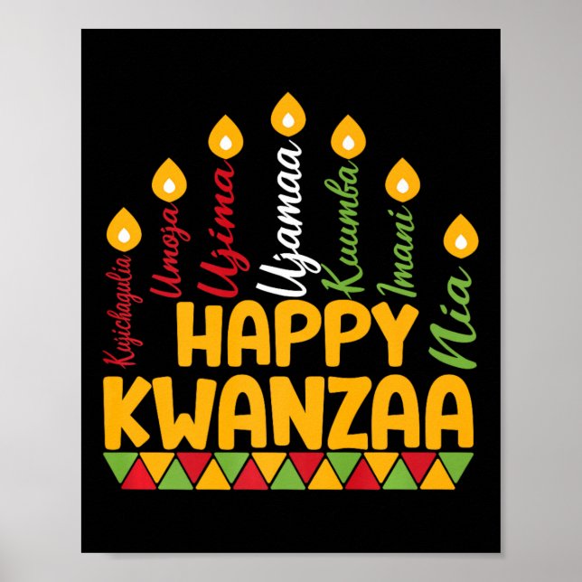Happy Kwanzaa Kinara Seven Candles Principles of K Poster (Vorne)