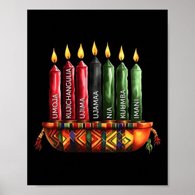 Happy Kwanzaa Kinara Seven Candles Principles of K Poster (Vorne)
