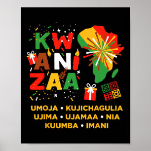 Happy Kwanzaa Kinara Seven Candles Principles of K Poster