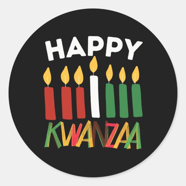 Happy Kwanzaa Kinara Seven Candles Principles of K Runder Aufkleber (Vorderseite)