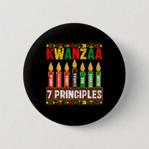 Happy Kwanzaa Kinara Seven Principles Candles Pan Button