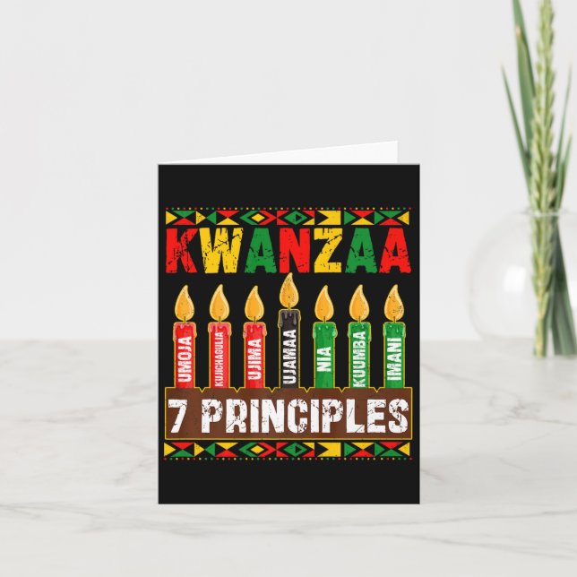 Happy Kwanzaa Kinara Seven Principles Candles Pan Karte (Vorderseite)