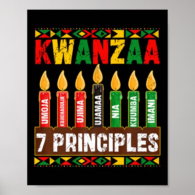 Happy Kwanzaa Kinara Seven Principles Candles Pan Poster (Vorne)