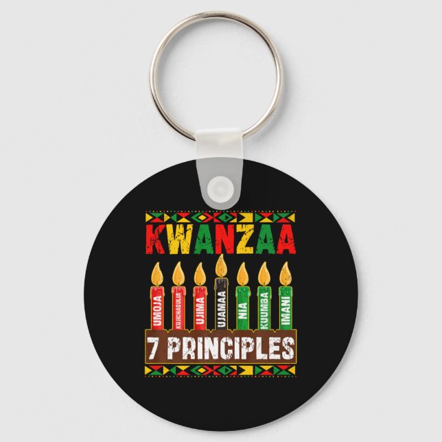Happy Kwanzaa Kinara Seven Principles Candles Pan Schlüsselanhänger (Vorderseite)