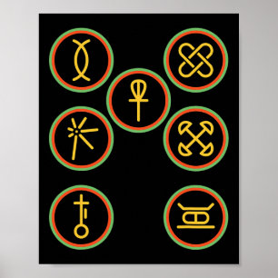 Happy Kwanzaa Kinara-Sieben-Abzeichen Grundsätze d Poster