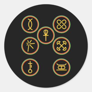 Happy Kwanzaa Kinara-Sieben-Abzeichen Grundsätze d Runder Aufkleber