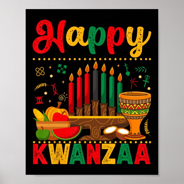 Happy Kwanzaa Men Women Kwanzaa Kinara Candle 7 Pr Poster (Vorne)
