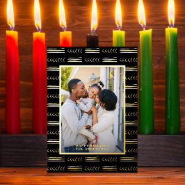 Happy Kwanzaa Modern Mudcloth Foto Black Gold Folien Feiertagskarte