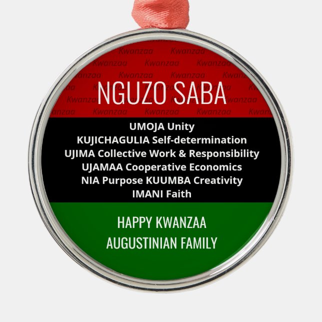 Happy Kwanzaa NGUZO SABA Ornament Aus Metall (Vorne)