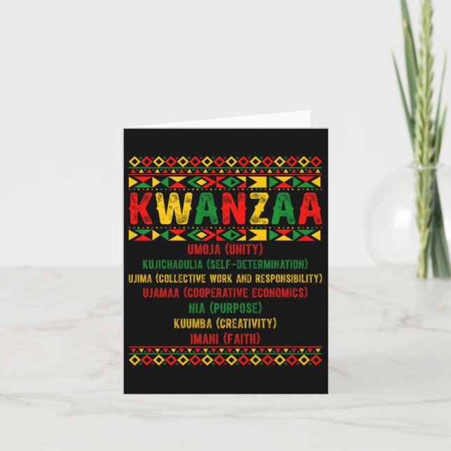 Happy Kwanzaa Pajama Kinara Principles Candles Pan Karte (Vorderseite)