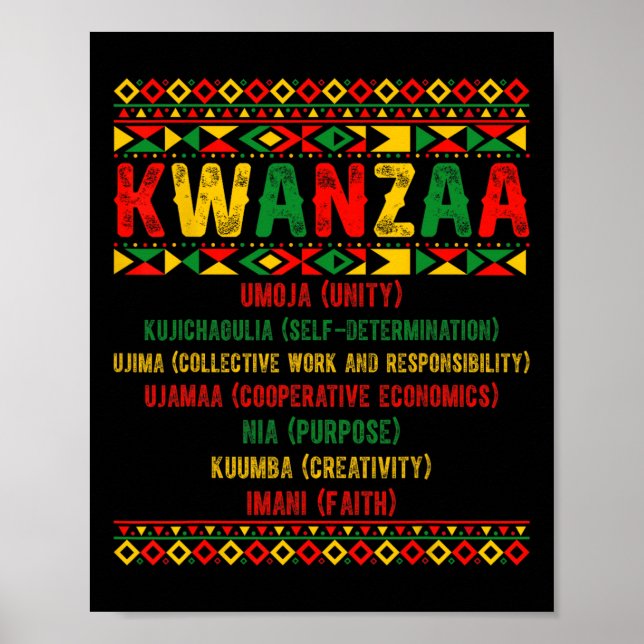Happy Kwanzaa Pajama Kinara Principles Candles Pan Poster (Vorne)
