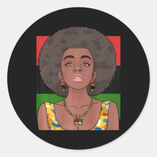 Happy Kwanzaa Pan African Flag Black Woman Seven P Runder Aufkleber