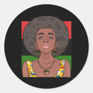 Happy Kwanzaa Pan African Flag Black Woman Seven P Runder Aufkleber