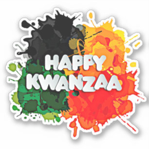 Happy Kwanzaa, Red Black Green Paint Splash Aufkleber