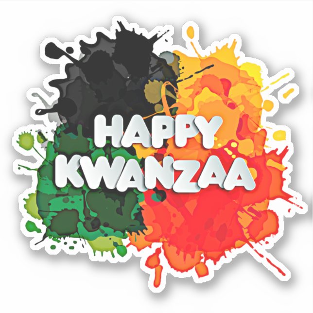 Happy Kwanzaa, Red Black Green Paint Splash Aufkleber (Vorderseite)
