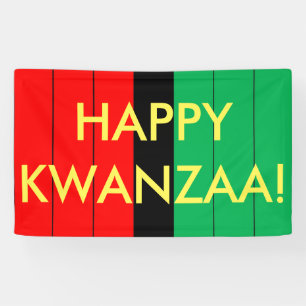 Happy Kwanzaa Red Black Green Stripes Muster Banner