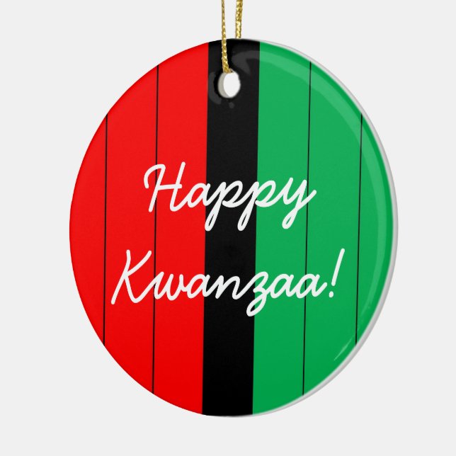 Happy Kwanzaa Red Black Green Striping Muster Keramik Ornament (Links)