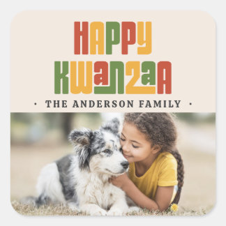 Happy Kwanzaa red green yellow photo Quadratischer Aufkleber