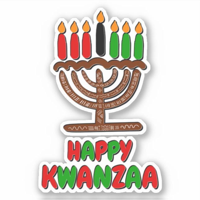 Happy Kwanzaa Red Yellow Green Candles Aufkleber (Vorderseite)