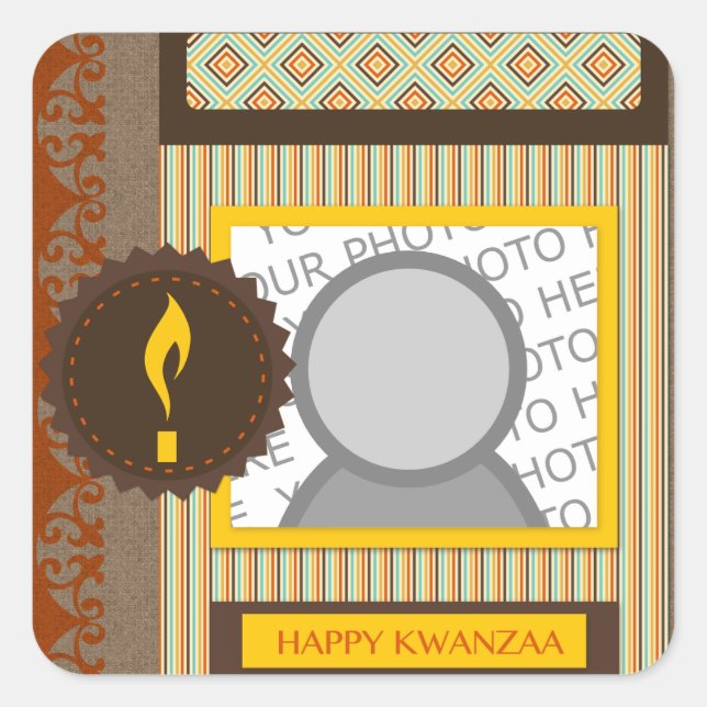 Happy Kwanzaa (Scrapbook) Quadratischer Aufkleber (Vorderseite)