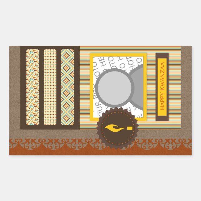 Happy Kwanzaa (Scrapbook) Rechteckiger Aufkleber (Vorderseite)
