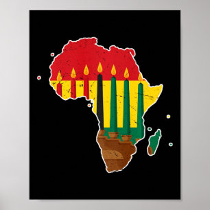 Happy Kwanzaa Seven Principles Kinara Candles Afri Poster