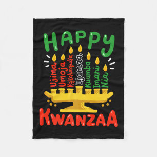 Happy Kwanzaa Seven Principles Kinara Candles Men Fleecedecke
