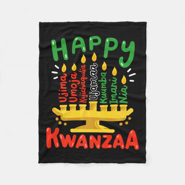 Happy Kwanzaa Seven Principles Kinara Candles Men Fleecedecke (Vorderseite)