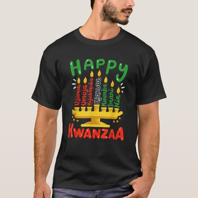 Happy Kwanzaa Seven Principles Kinara Candles Men  T-Shirt (Vorderseite)