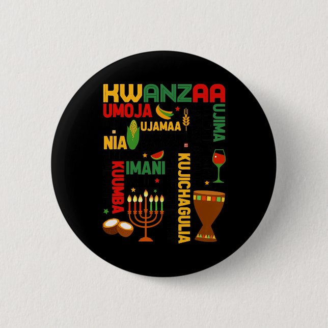 Happy Kwanzaa Seven Principles Men Boys Funny Kwan Button (Vorderseite)