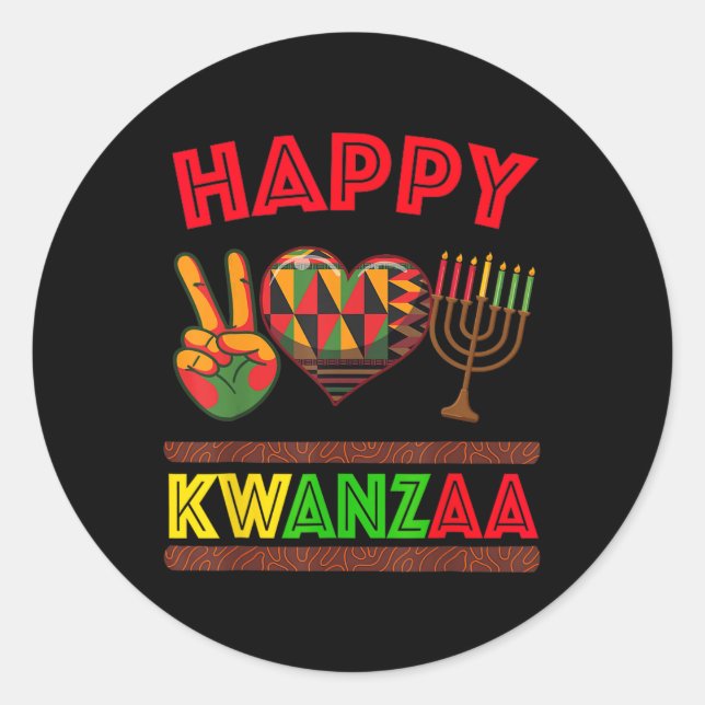 Happy Kwanzaa Sieben Prinzipien der Kwanzaa Frauen Runder Aufkleber (Vorderseite)