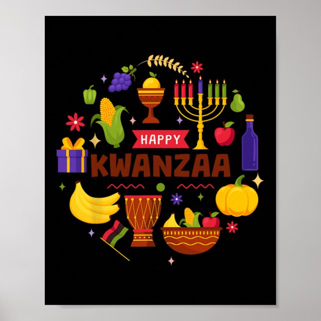 Happy Kwanzaa Sieben Prinzipien von Kwanzaa Kinara Poster (Vorne)