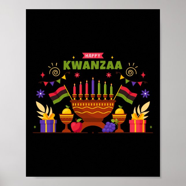 Happy Kwanzaa Sieben Prinzipien von Kwanzaa Kinara Poster (Vorne)