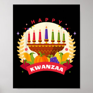 Happy Kwanzaa Sieben Prinzipien von Kwanzaa Kinara Poster