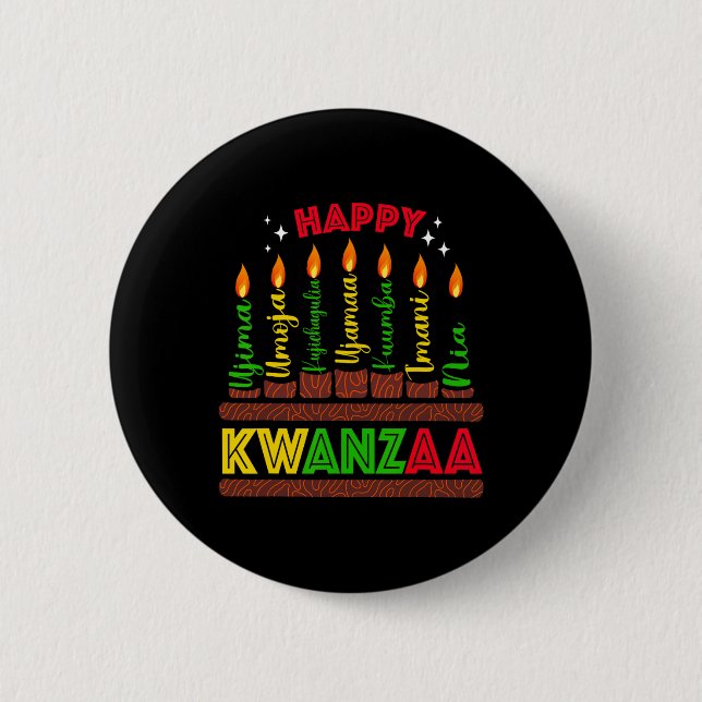 Happy Kwanzaa Sieben Prinzipien von Kwanzaa Men Wo Button (Vorderseite)
