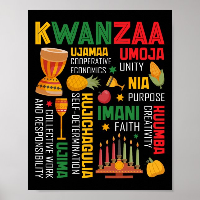 Happy Kwanzaa Sieben Prinzipien von Kwanzaa Men Wo Poster (Vorne)